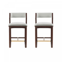 Tabouret de comptoir moderne Patricia en bois et tissu, blanc glacier - Lot de 2