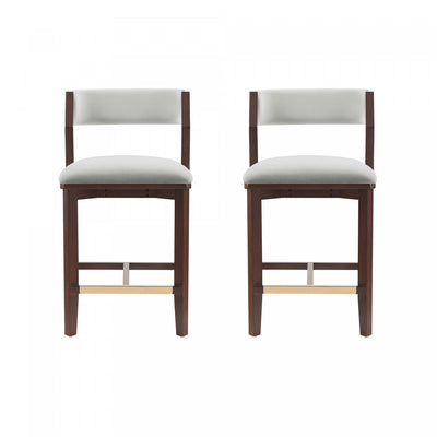 Patricia Modern Wood Upholstered Counter Stool in White Glacier - Set of 2 | Tabouret de comptoir moderne Patricia en bois et tissu, blanc glacier - Lot de 2