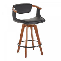Tabouret moderne du milieu du 20e siècle Oracle de hauteur comptoir en similicuir - noyer et noir