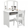 Qaba Ensemble De Vanite Pour Enfants, Coiffeuse De Maquillage Avec Miroir