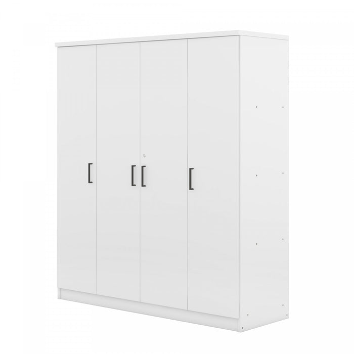 Armoire Christ En Bois De 59,2\" Avec 4 Portes, Tiroir Et Espace De Rangement Suspendu, Blanche