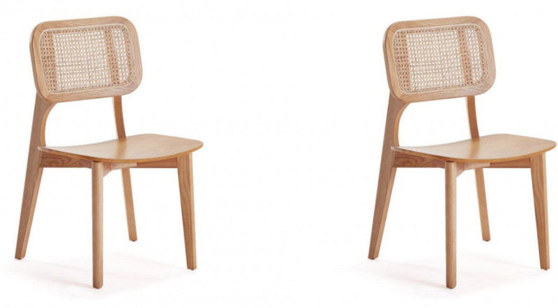 Ensemble 2 chaises de salle à manger carrées Versailles de Manhattan Comfort - cannage naturel