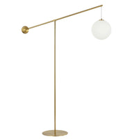 Lampe à pied Holly de Dainolite de 106 po de hauteur en verre blanc opale, avec fini laiton vieilli et 1 ampoule