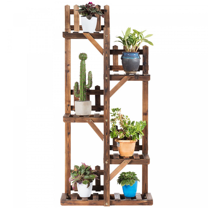 Etagere A Fleurs En Bois A 5 Niveaux, Support De Pots Avec Grande Capacite Pour Decoration, Porte-plantes Exterieur Ou Interieur En Couleur Marron, Presentoir Parfait Pour Maison, Jardin, Balcon