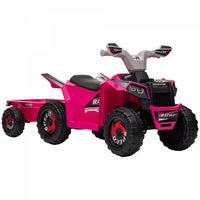Aosom Quad 6 V Pour Enfants, Vehicule Electrique Alimente Par Batterie A 4 Roues Avec Remorque Arrie