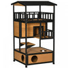 Pawhut Maison D'exterieur En Bois Pour Chat, Abri Pour Chat Sauvage, Arbre A Chaton Avec Toit En Asphalte, Portes De Secours, Condo, Plate-forme De Saut, Jaune