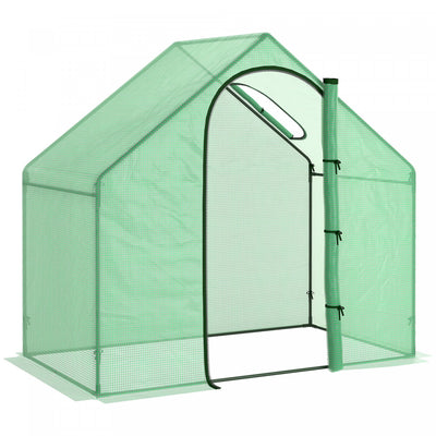 Outsunny 6'x3.3'x5.5' Walk-in Garden Greenhouse With Door And Top Window, Portable Mini Greenhouse F|Outsunny Serre De Jardin Balcon Terrasse Serre Pour Tomates Bache Pe Impermeable Porte Fenetre Zippe