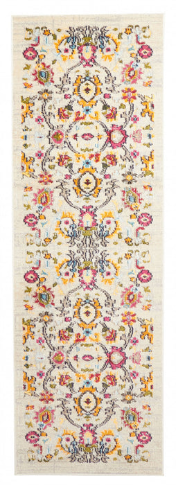 Tapis de Couloir Traditionnel Rosa 2'8\" x 8'2\" en Ivoire