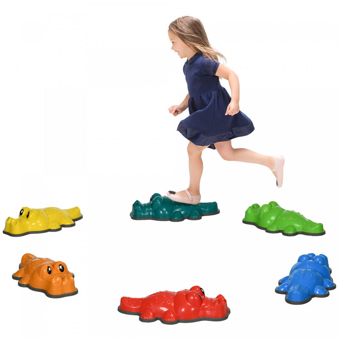 Outsunny Pierres D'equilibre Pour Enfant, 6 Pieces Anti-derapantes, Tremplins Jeu De Coordination De Parcours D'obstacles, Jouets D'equipement, Jeu Exterieur Interieur Pour 3-8 Ans, Empilables