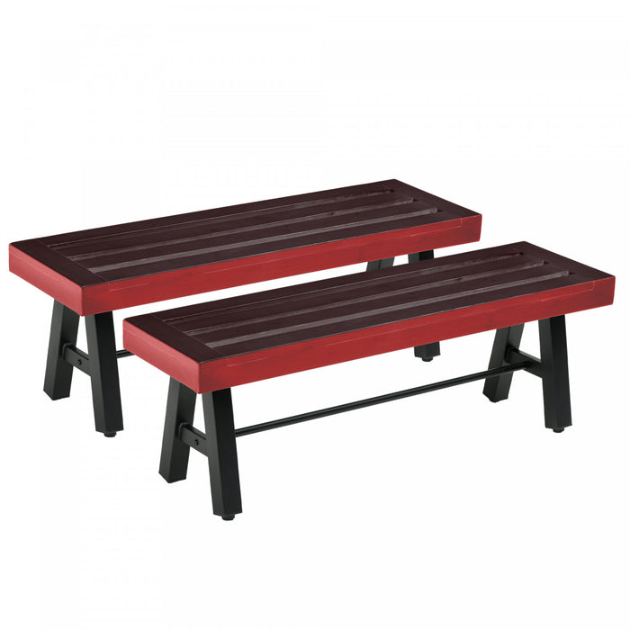 Outsunny Lot De 2 Tabourets De Jardin, Banc De Parc Exterieur, Marron