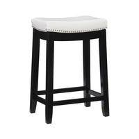 Tabouret Claridge de hauteur comptoir en similicuir et sans dossier - noir et blanc