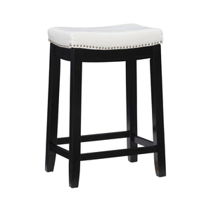 Tabouret Claridge de hauteur comptoir en similicuir et sans dossier - noir et blanc