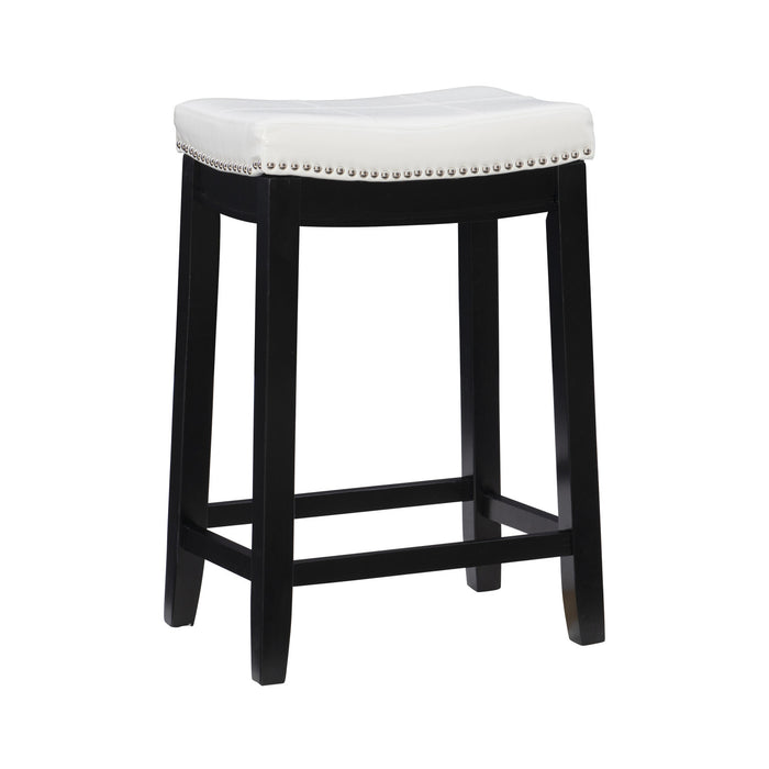 Tabouret Claridge de hauteur comptoir en similicuir et sans dossier - noir et blanc