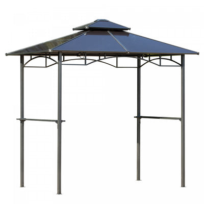 Outsunny 8' X 5' Hardtop Grill Gazebo, Aluminium Bbq Canopy Gazebo, Outdoor Canopy With Side Shelves|Outsunny 8' X 5' Barbecue Grill Gazebo Tente Exterieure Bbq Auvent Avec Tablettes Laterales Double C
