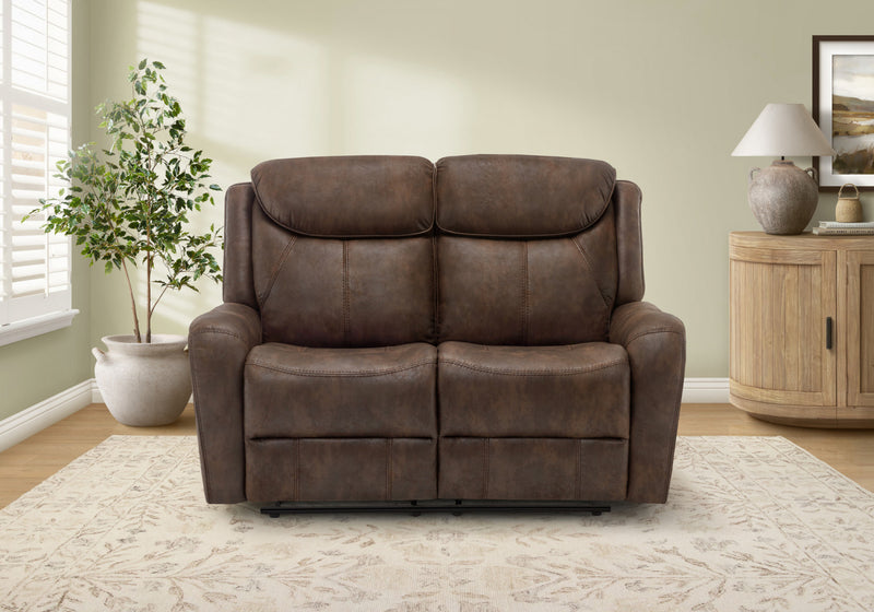 Grand Causeuse 2 Places Inclinable Electrique, 60\"L, Port Usb Inclus, Aspect Cuir Brun