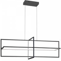 Lustre horizontal Hildegard de Dainolite en acrylique blanc qui diffuse la lumière, avec fini noir mat et ampoule de 55 W
