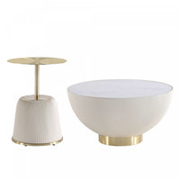 Ensemble de 2 tables Anderson Modern : table basse et table d’appoint en creme