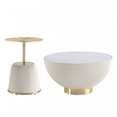 Anderson Modern 2-Piece Coffee Table & End Table Set in Cream | Ensemble de 2 tables Anderson Modern : table basse et table d’appoint en creme
