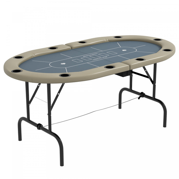 Table de poker pliable Soozier 178 cm, pour 8 joueurs, design Blackjack, Bleu