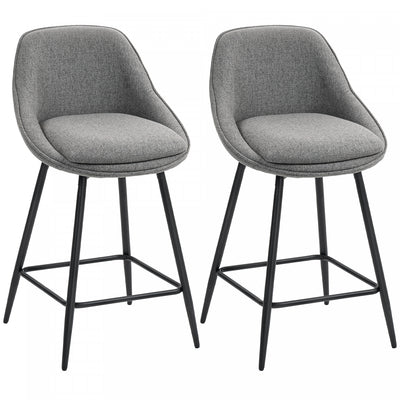 HOMCOM Swivel Bar Stools Set of 2 26" Counter Height Barstools, Dark Grey