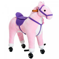 Poney De Marche Pour Enfants Qaba Cheval A Bascule Peluche Sonore Hennissement Du Cheval Avec Roue C