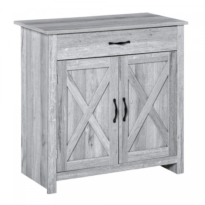 HOMCOM Buffet Ferme Porte Grange Gris Graine