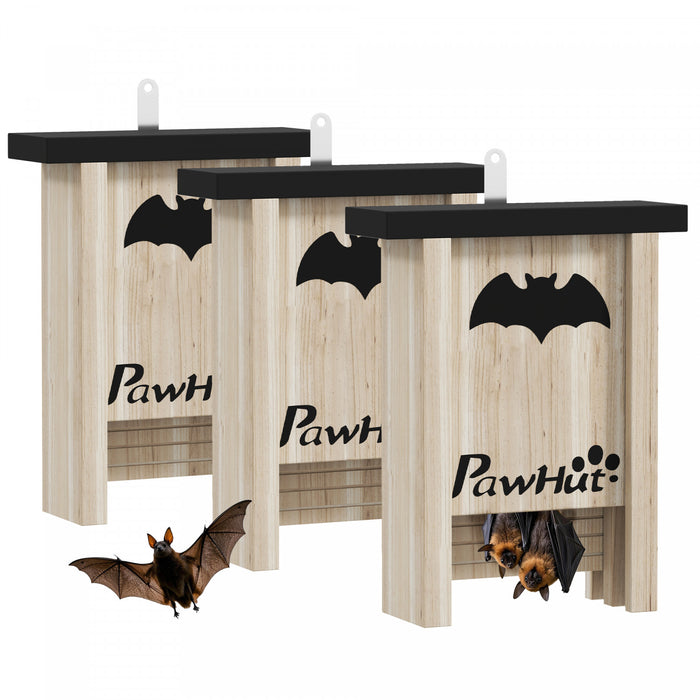 3pcs Boites A Chauves-souris En Bois, Maisons Concues Pour Attirer Les Chauves-souris