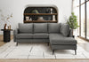 Sofa Sectionnel Rembourre, 85\" De Large, Tissu Gris, Pieds En Metal Noir