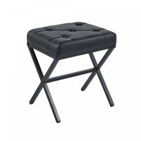  Tabouret d’appoint Liam avec coussin capitonne et pieds en metal, couleur noire