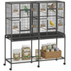 Cage pour Oiseaux 141 cm, Cage Voliere avec Support Roulant Detachable