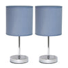Ensemble de 2 mini lampes de table de base de Simple Designs chromées - bleu