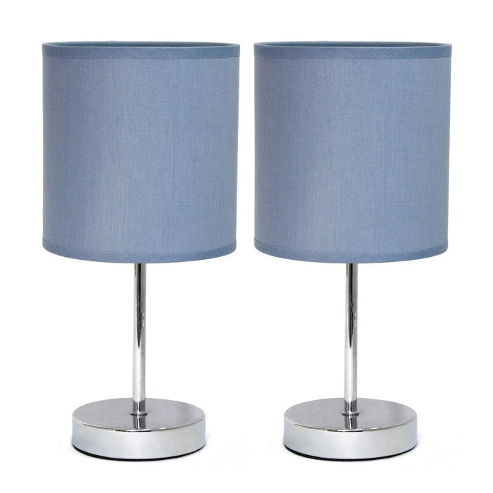 Ensemble de 2 mini lampes de table de base de Simple Designs chromées - bleu