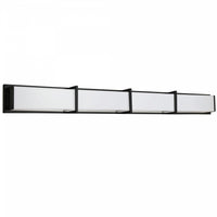 Lumière de coiffeuse Winston de Dainolite en acrylique blanc qui diffuse la lumière, avec fini noir mat et ampoule de 72 W