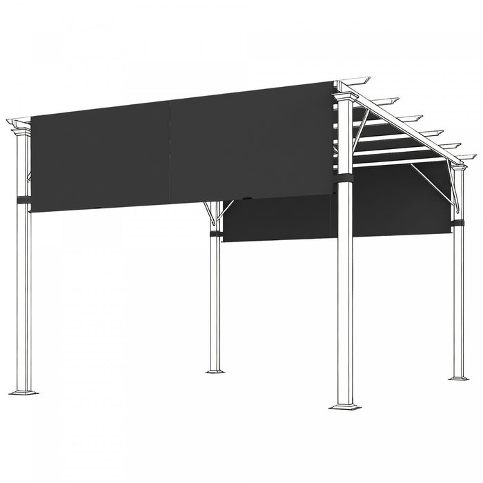 Outsunny Lot de 2 Toiles de Pergola 488 x 122 cm, Protection UV, Noir