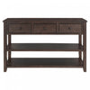 Console Wendy En Bois Massif Avec 3 Tiroirs Et 2 Etageres Ouvertes, Espresso