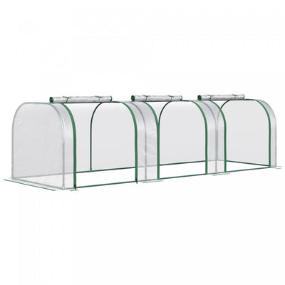 Outsunny 10' X 3' X 2.5' Portable Mini Tunnel Greenhouse With 3 Zipped Doors, Portable Small Green H|Outsunny Serre Tunnel Portative Avec 3 Portes Zippees