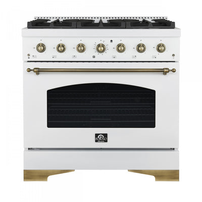 Forno Antico 36" Freestanding Gas Range, White, Convection Oven- FFSGS6219-36WHT | Cuisiniere a gaz autonome Antico de 36", blanc, avec four a convection – FFSGS6219-36WHT