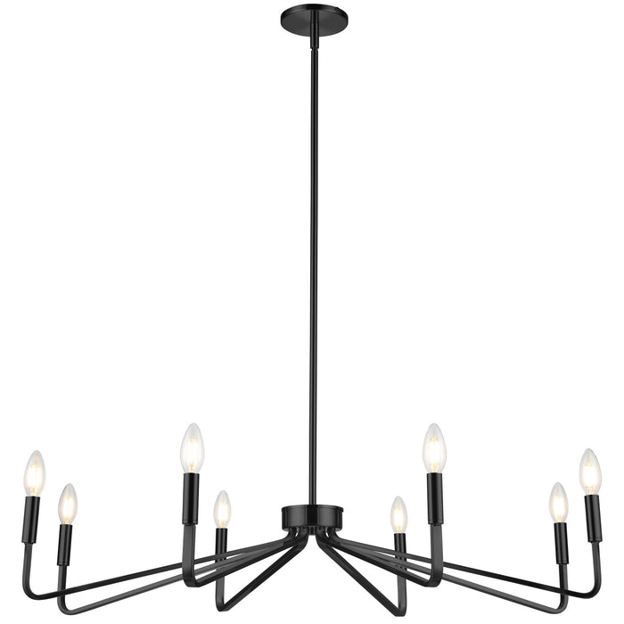 Lustre Clayton de Dainolite avec fini noir mat et 8 ampoules
