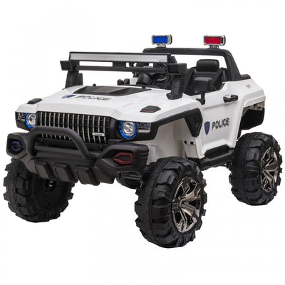 Aosom 2-seater Kids Powered Ride-On Cars, 12v Remote Control Police Truck Electric Car For Kids With|Aosom Voiture A Chevaucher 12v Rc 2 Places Camion De Police Voiture Electrique Pour Enfants Avec Lum