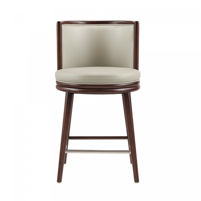Evalyn Modern Wood Upholstered Counter Stool in Stone | Tabouret de comptoir moderne en bois avec revetement en tissu pierre Evalyn