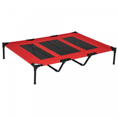 Pawhut 48" X 36" X 9" Elevated Pet Bed Foldable Raised Dog Cot With Carrying Bag Red/black|Pawhut D04-069rd Lit Sureleve Pour Chien Avec Sac De Transport Rouge/noir 121,9 X 91,4 X 22,9 Cm
