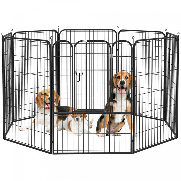 Pawhut Heavy Duty Dog Pet Puppy Metal Play Pen Lapin Pig Hutch Run Enclos Pliable Noir 31 \"x 39.25\"