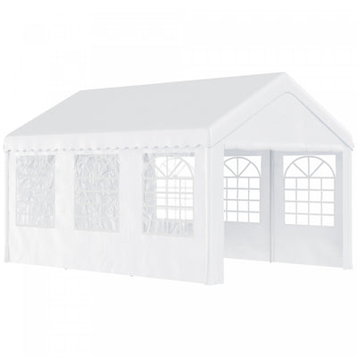 Outsunny 20'x13' Heavy Duty Party Tent, Portable Sun Shelter With Sidewalls W|Tente De Fete Tube En Acier Galvanise 600x400x280cm Tente Reception Mariage Chapiteau Blanc 05