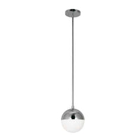 Luminaire suspendu Dayana de Dainolite en verre blanc, avec fini chromé poli et 1 ampoule
