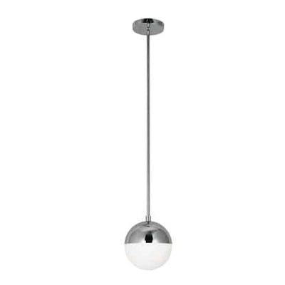 Dainolite Dayana 1 Light Pendant Polished Chrome Finish White Glass Lamp|Luminaire suspendu Dayana de Dainolite en verre blanc, avec fini chromé poli et 1 ampoule