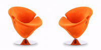 Fauteuil lounge pivotant moderne en velours Tulip orange - Lot de 2