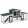 Pawhut Grand Clapier A Lapin Avec Double Parcours, Cage A Lapin En Bois Pour L'exterieur Avec Plateau Amovible, Rampes, Toit, 80\" X 18\" X 31.5\", Gris