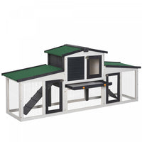 Pawhut Grand Clapier A Lapin Avec Double Parcours, Cage A Lapin En Bois Pour L'exterieur Avec Platea