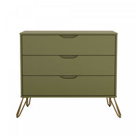 Commode Rockefeller Mid-Century Modern 89 cm en vert olive (3 tiroirs)