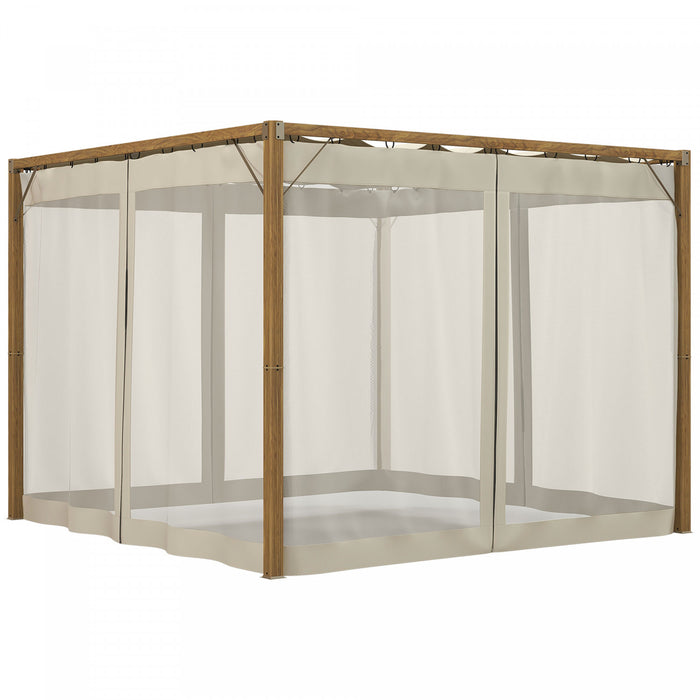 Outsunny 10 X 10 Ft Pergola Retractable Avec Parois Laterales En Filet